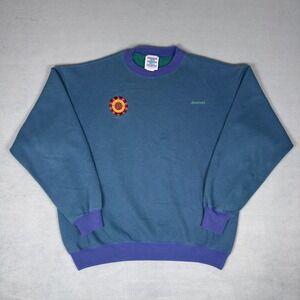 Vintage 1995 Duofold Sweatshirt Teal Purple Crewneck Made in USA Mens XL‎ 90s